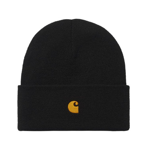 Carhartt Wip Chase Beanie Bonnet - Black / Gold - Streetart.fr